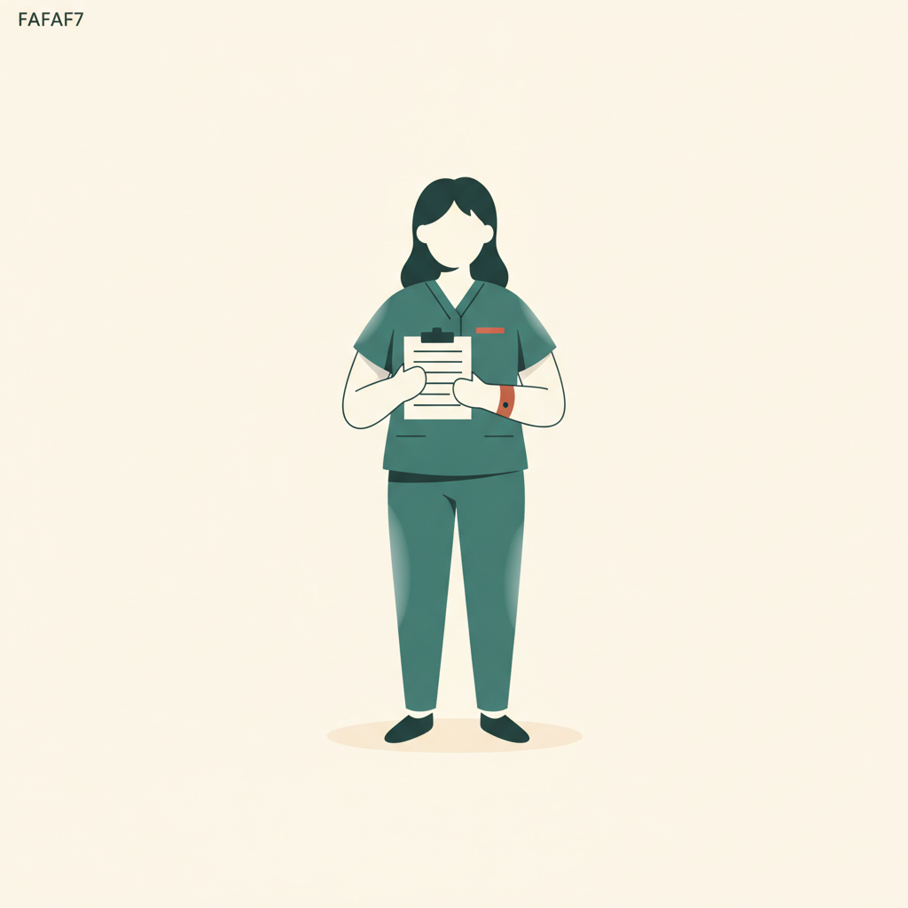Chiropractic assistant standing confidently holding clipboard against cream background